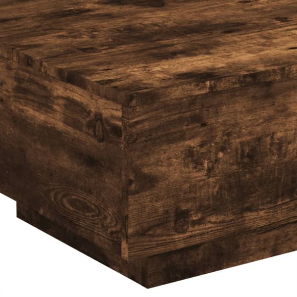 The Living Store sofabord med LED-lys 55x55x31 cm røget egetræsfarve -  Sofaborde