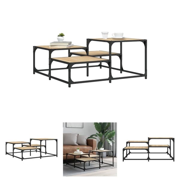 The Living Store sofabord 87,5x87,5x40 cm konstrueret træ sonoma-eg -  Sofaborde