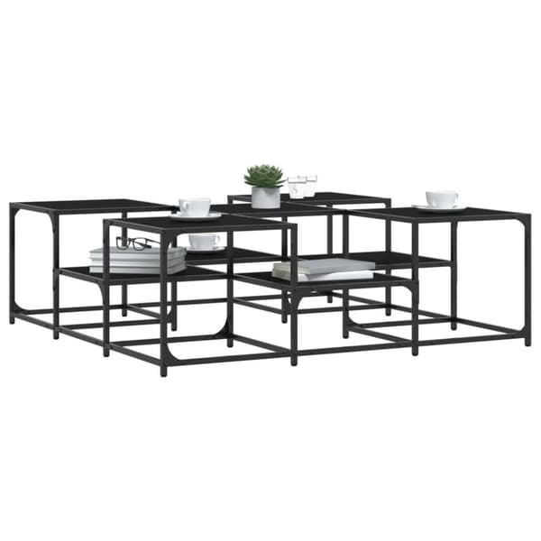 The Living Store Soffbord svart 121x121x40 cm konstruerat trä - Soffbord