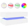 Miniatyrbillede 3 af 11: The Living Store sofabord med LED-lys 90x50x40 cm hvid -  Sofaborde