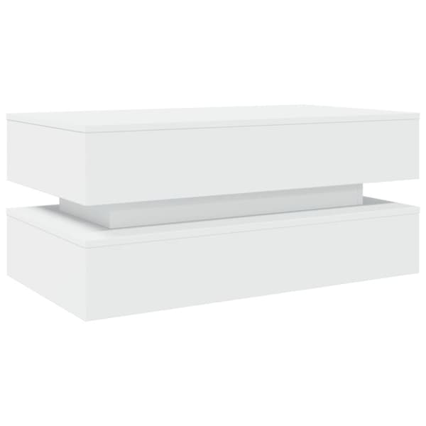 The Living Store sofabord med LED-lys 90x50x40 cm hvid - Sofaborde