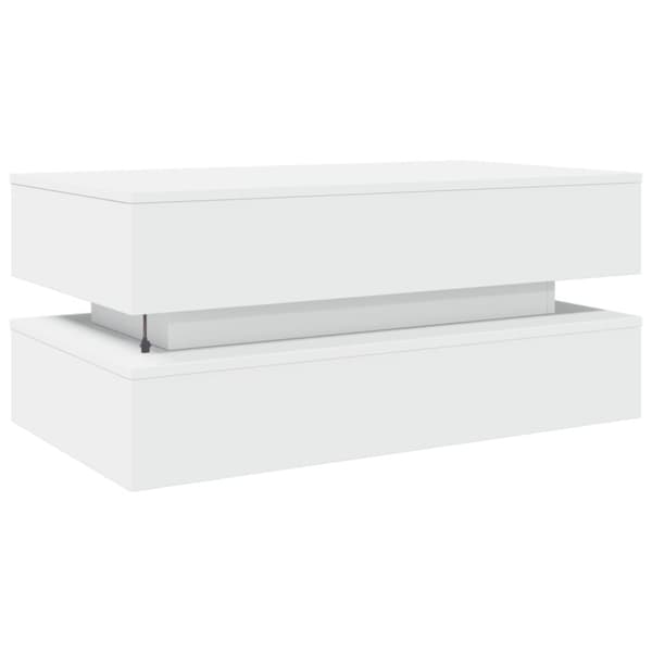 The Living Store sofabord med LED-lys 90x50x40 cm hvid - Sofaborde