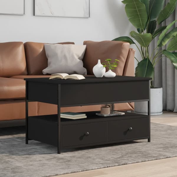 The Living Store Soffbord svart 85x50x50 cm konstruerat trä och metall - Soffbord
