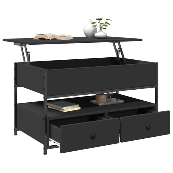 The Living Store Soffbord svart 85x50x50 cm konstruerat trä och metall - Soffbord