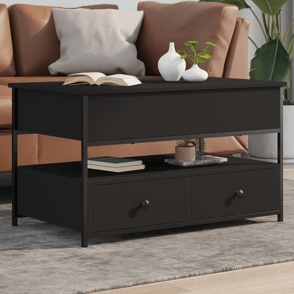 The Living Store Soffbord svart 85x50x50 cm konstruerat trä och metall - Soffbord