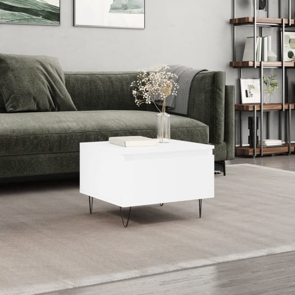 The Living Store Soffbord vit 50x46x35 cm konstruerat trä - Soffbord