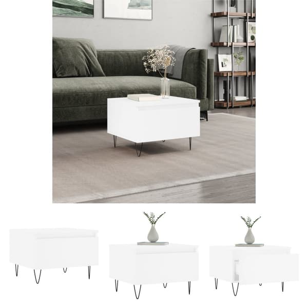 The Living Store Soffbord vit 50x46x35 cm konstruerat trä -  Soffbord