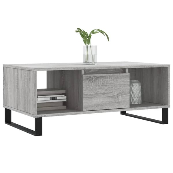 The Living Store sofabord 90x50x36,5 cm konstrueret træ grå sonoma-eg - Sofaborde