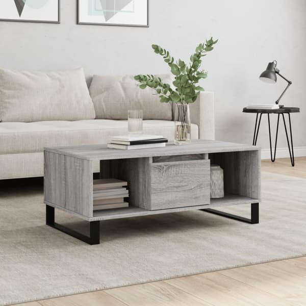The Living Store sofabord 90x50x36,5 cm konstrueret træ grå sonoma-eg - Sofaborde