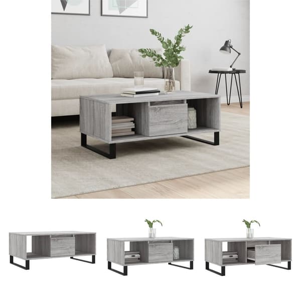 The Living Store sofabord 90x50x36,5 cm konstrueret træ grå sonoma-eg -  Sofaborde