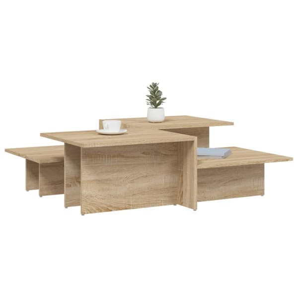 The Living Store sofaborde 2 stk. konstrueret træ sonoma-eg - Sofaborde