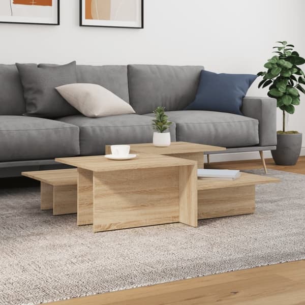 The Living Store sofaborde 2 stk. konstrueret træ sonoma-eg - Sofaborde