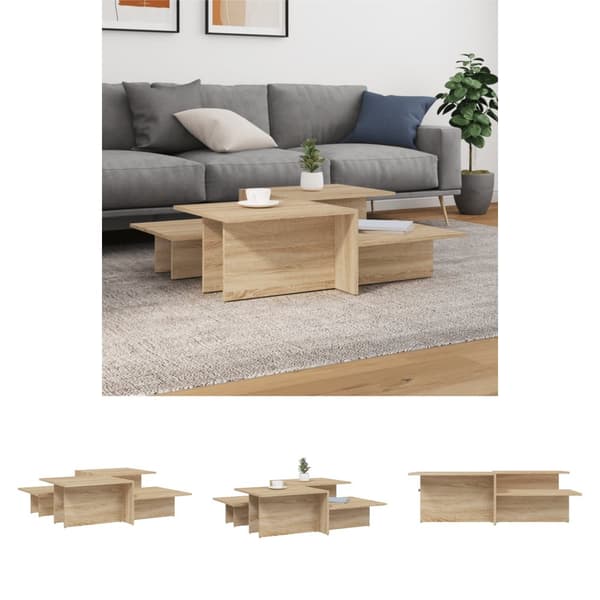 The Living Store sofaborde 2 stk. konstrueret træ sonoma-eg - Sofaborde