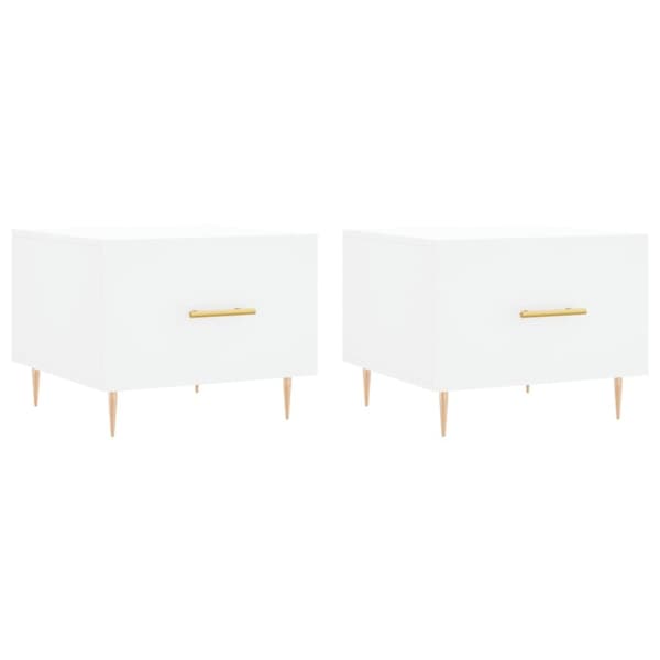 The Living Store sofaborde 2 stk. 50x50x40 cm konstrueret træ hvid - Sofaborde