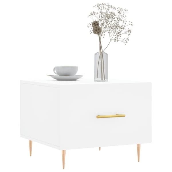 The Living Store sofaborde 2 stk. 50x50x40 cm konstrueret træ hvid - Sofaborde