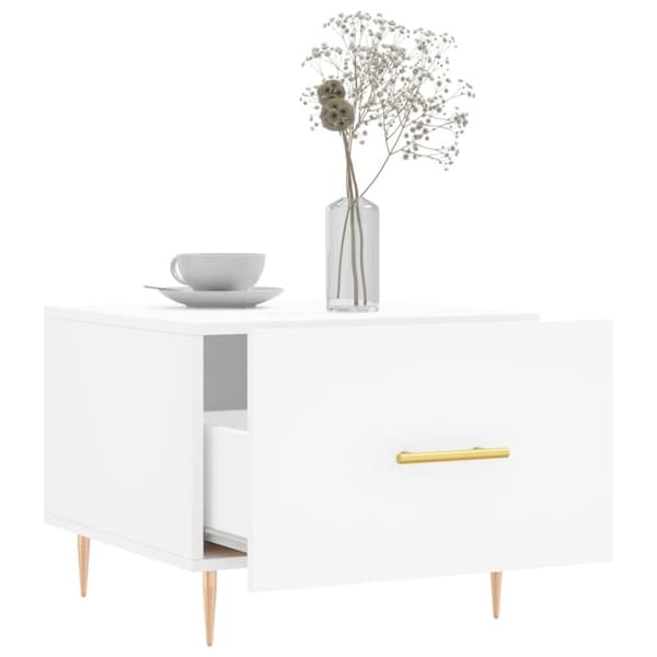 The Living Store sofaborde 2 stk. 50x50x40 cm konstrueret træ hvid - Sofaborde