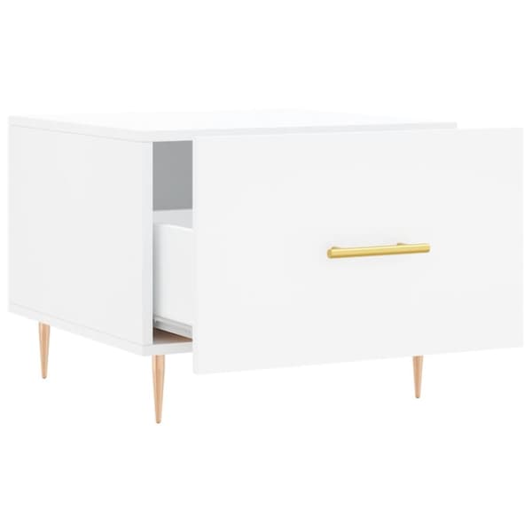 The Living Store sofaborde 2 stk. 50x50x40 cm konstrueret træ hvid - Sofaborde