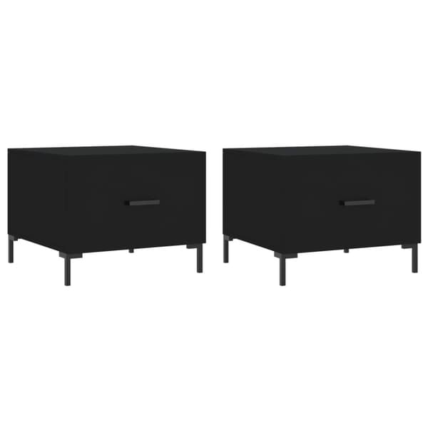 The Living Store sofaborde 2 stk. 50x50x40 cm konstrueret træ sort - Sofaborde