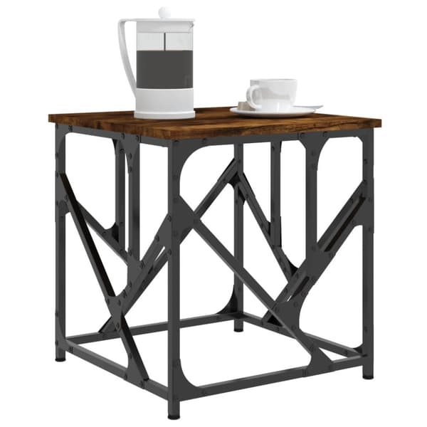 The Living Store sofabord 45x45x47,5 cm konstrueret træ røget egetræsfarve -  Sofaborde