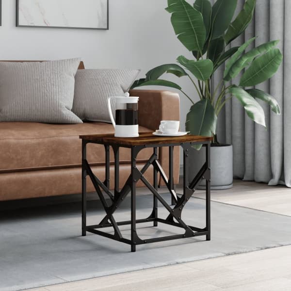 The Living Store sofabord 45x45x47,5 cm konstrueret træ røget egetræsfarve -  Sofaborde