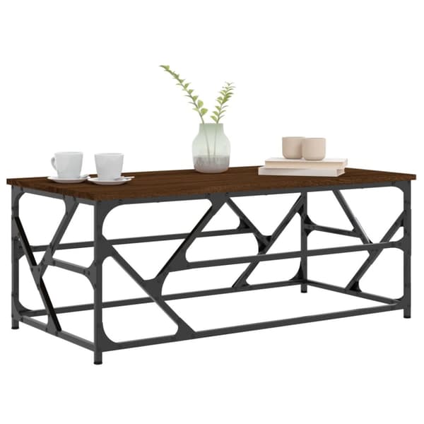 The Living Store sofabord 100x50x40 cm konstrueret træ brun egetræsfarve -  Sofaborde