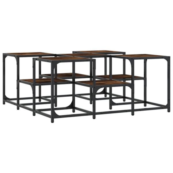 The Living Store sofabord 91x91x40 cm konstrueret træ røget egetræsfarve -  Sofaborde