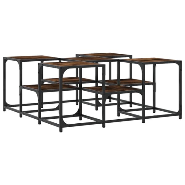 The Living Store sofabord 91x91x40 cm konstrueret træ røget egetræsfarve -  Sofaborde
