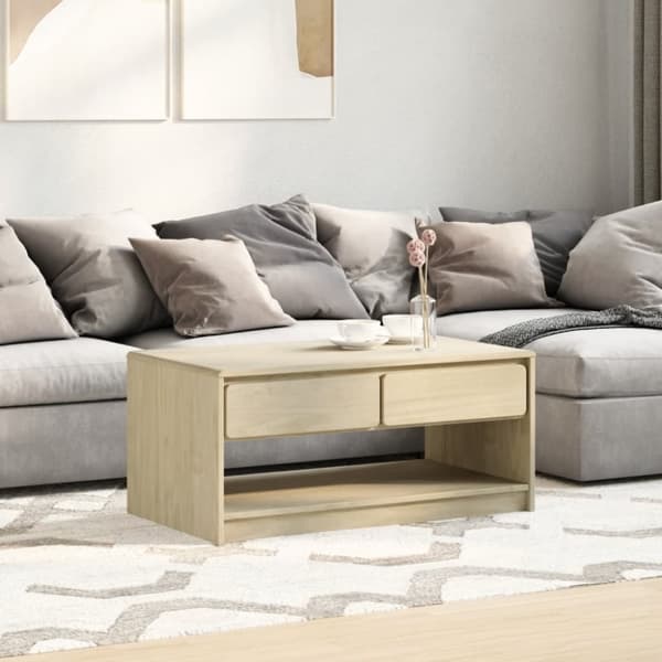 The Living Store Soffbord SAUDA ek 99x55x45 cm massiv furu -  Soffbord