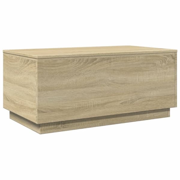 The Living Store sofabord med LED-lys 90x50x40 cm sonoma-eg - Sofaborde