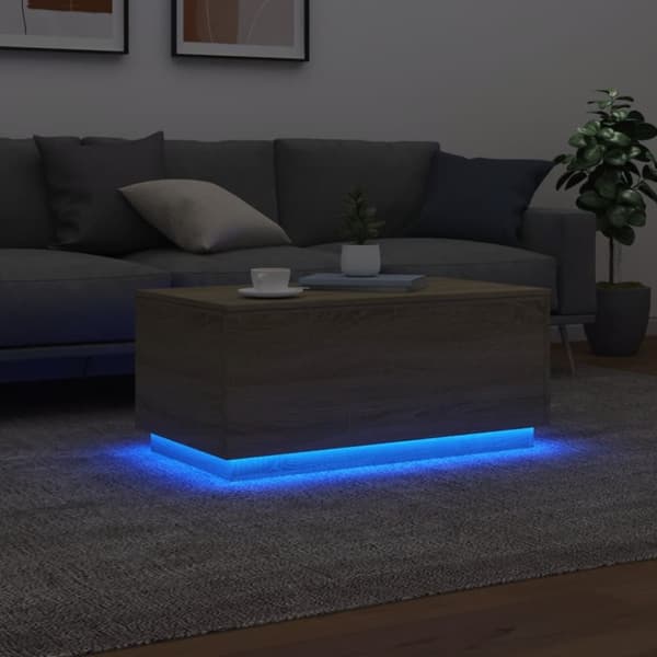 The Living Store sofabord med LED-lys 90x50x40 cm sonoma-eg - Sofaborde