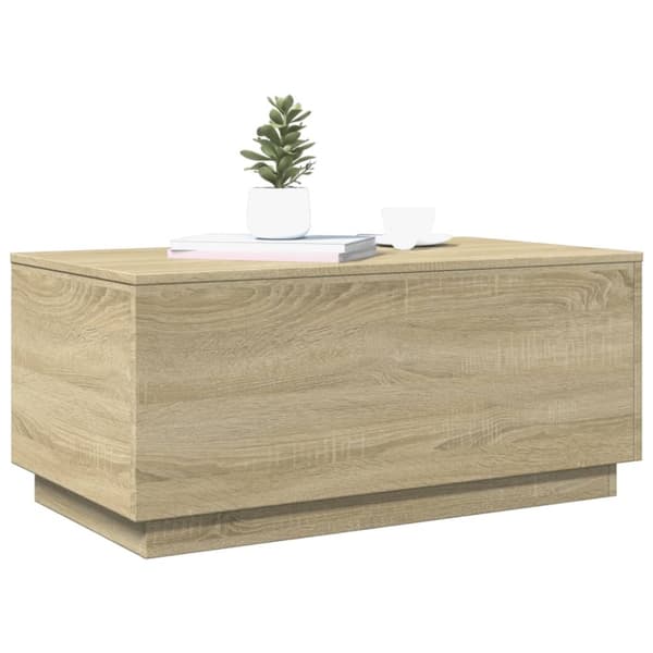 The Living Store sofabord med LED-lys 90x50x40 cm sonoma-eg - Sofaborde