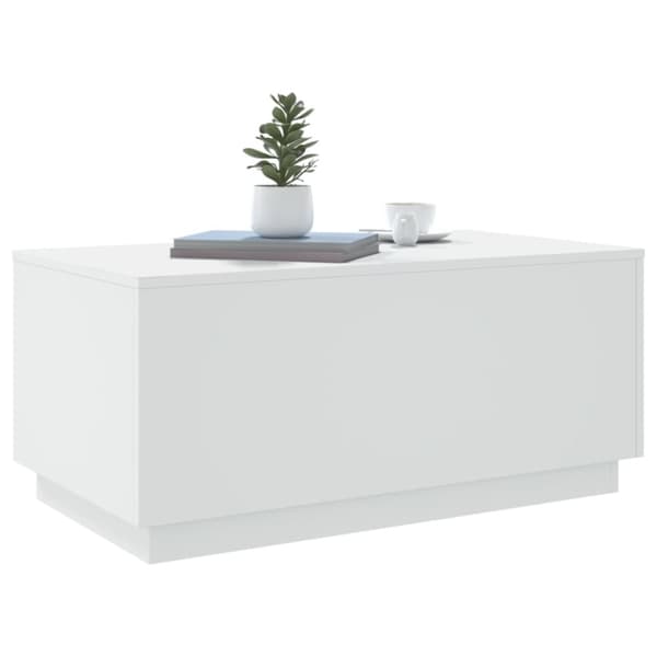The Living Store sofabord med LED-lys 90x50x40 cm hvid - Sofaborde