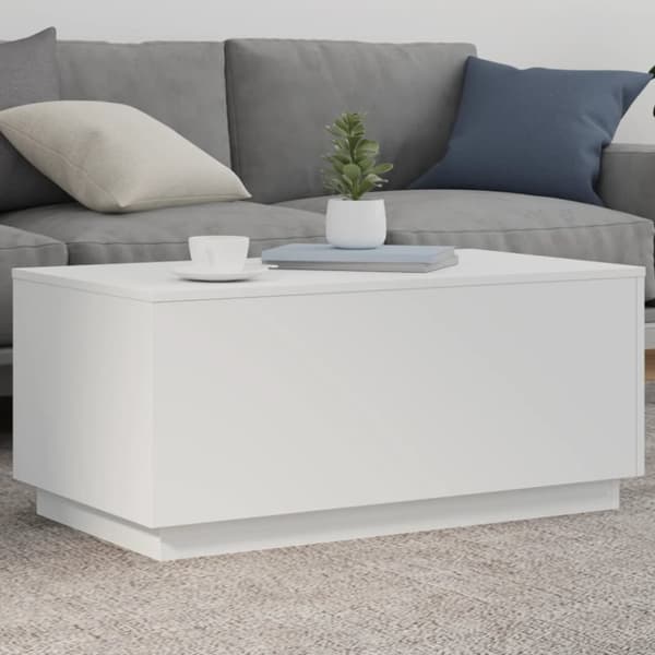 The Living Store sofabord med LED-lys 90x50x40 cm hvid - Sofaborde