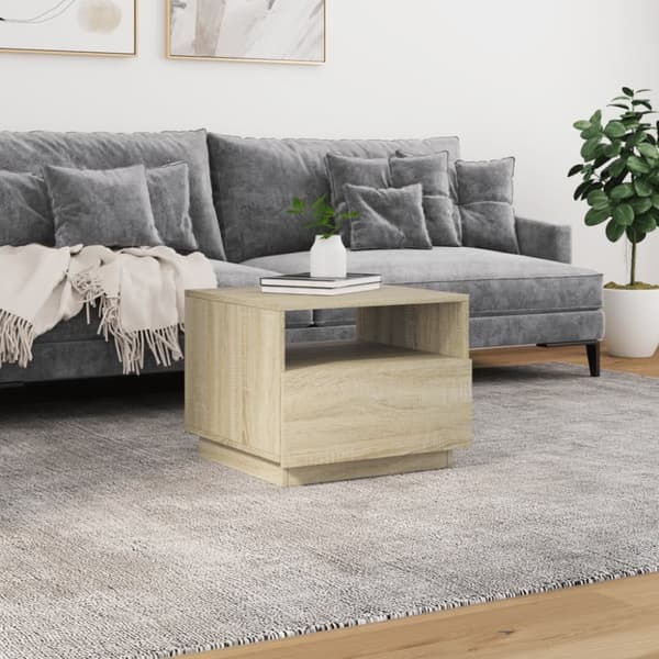 The Living Store Sohvapöytä LED-valoilla Sonoma-tammi 50x49x40 cm - Kahvipöydät