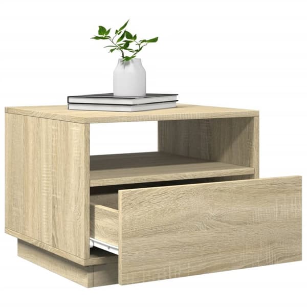 The Living Store Sohvapöytä LED-valoilla Sonoma-tammi 50x49x40 cm - Kahvipöydät