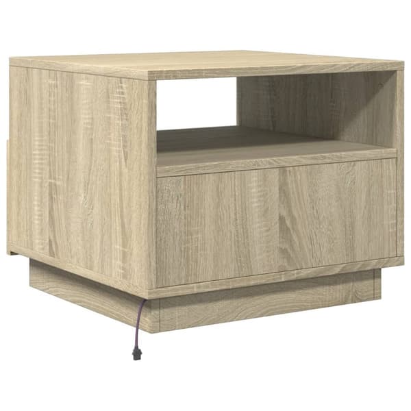 The Living Store Sohvapöytä LED-valoilla Sonoma-tammi 50x49x40 cm - Kahvipöydät
