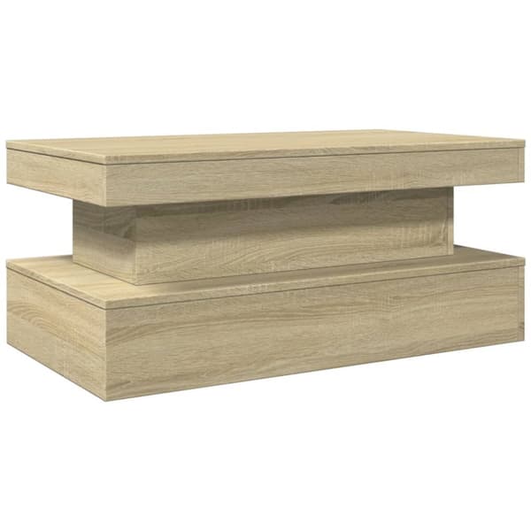 The Living Store sofabord med LED-lys 90x50x40 cm sonoma-eg - Sofaborde