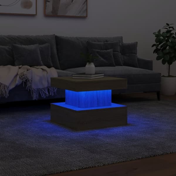 The Living Store Soffbord med LED sonoma-ek 50x50x40 cm - Soffbord