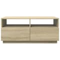 Miniatyrbillede 6 af 11: The Living Store sofabord med LED-lys 90x49x40 cm sonoma-eg -  Sofaborde