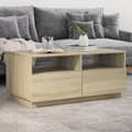Miniatyrbillede 2 af 11: The Living Store sofabord med LED-lys 90x49x40 cm sonoma-eg -  Sofaborde