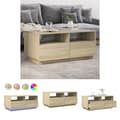 Miniatyrbillede 1 af 11: The Living Store sofabord med LED-lys 90x49x40 cm sonoma-eg -  Sofaborde