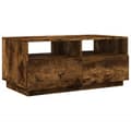 Miniatyrbillede 4 af 11: The Living Store sofabord med LED-lys 90x49x40 cm røget egetræsfarve -  Sofaborde
