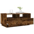 Miniatyrbillede 5 af 11: The Living Store sofabord med LED-lys 90x49x40 cm røget egetræsfarve -  Sofaborde