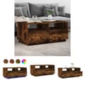 Miniatyrbillede 1 af 11: The Living Store sofabord med LED-lys 90x49x40 cm røget egetræsfarve -  Sofaborde
