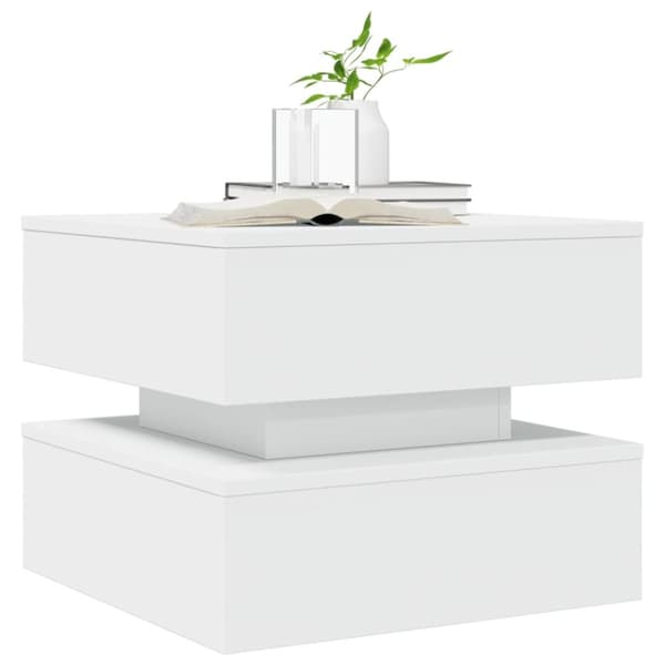 The Living Store Sohvapöytä LED-valoilla valkoinen 50x50x40 cm - Kahvipöydät