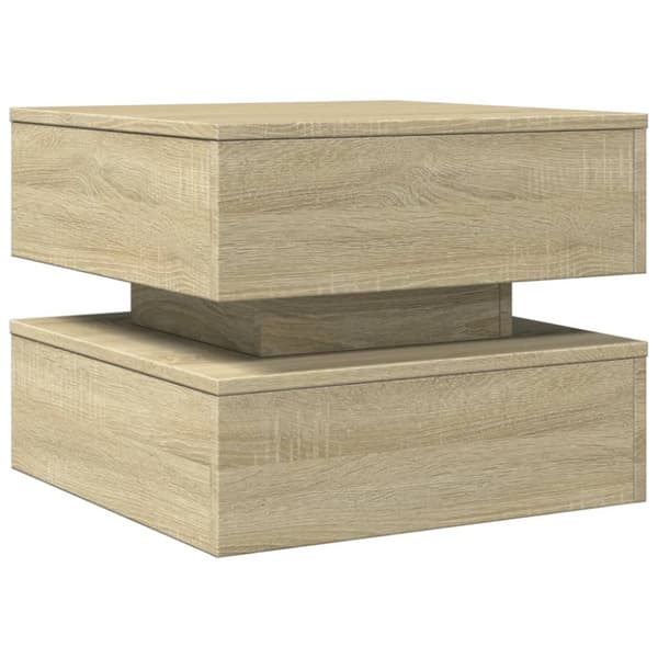 The Living Store Sohvapöytä LED-valoilla Sonoma-tammi 50x50x40 cm -  Kahvipöydät