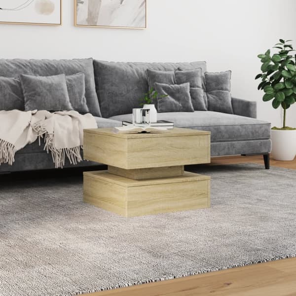 The Living Store Sohvapöytä LED-valoilla Sonoma-tammi 50x50x40 cm -  Kahvipöydät