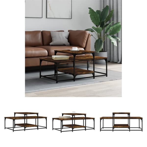 The Living Store Soffbord rökfärgad ek 102x60x45 cm konstruerat trä - Soffbord