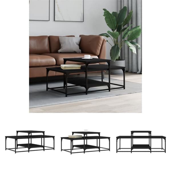 The Living Store sofabord 102x60x45 cm konstrueret træ sort -  Sofaborde