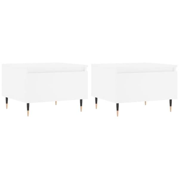 The Living Store sofaborde 2 stk. 50x46x35 cm konstrueret træ hvid - Sofaborde